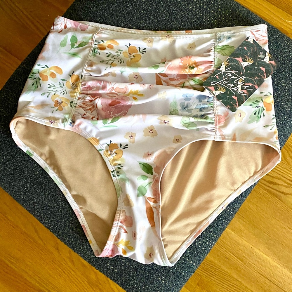 Kortni Jean Ruched High-Waisted Swim Bottoms